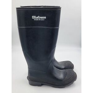 LaCrosse USA Youth Pull On Solid Black Rubber Work Rain Boots Size 3